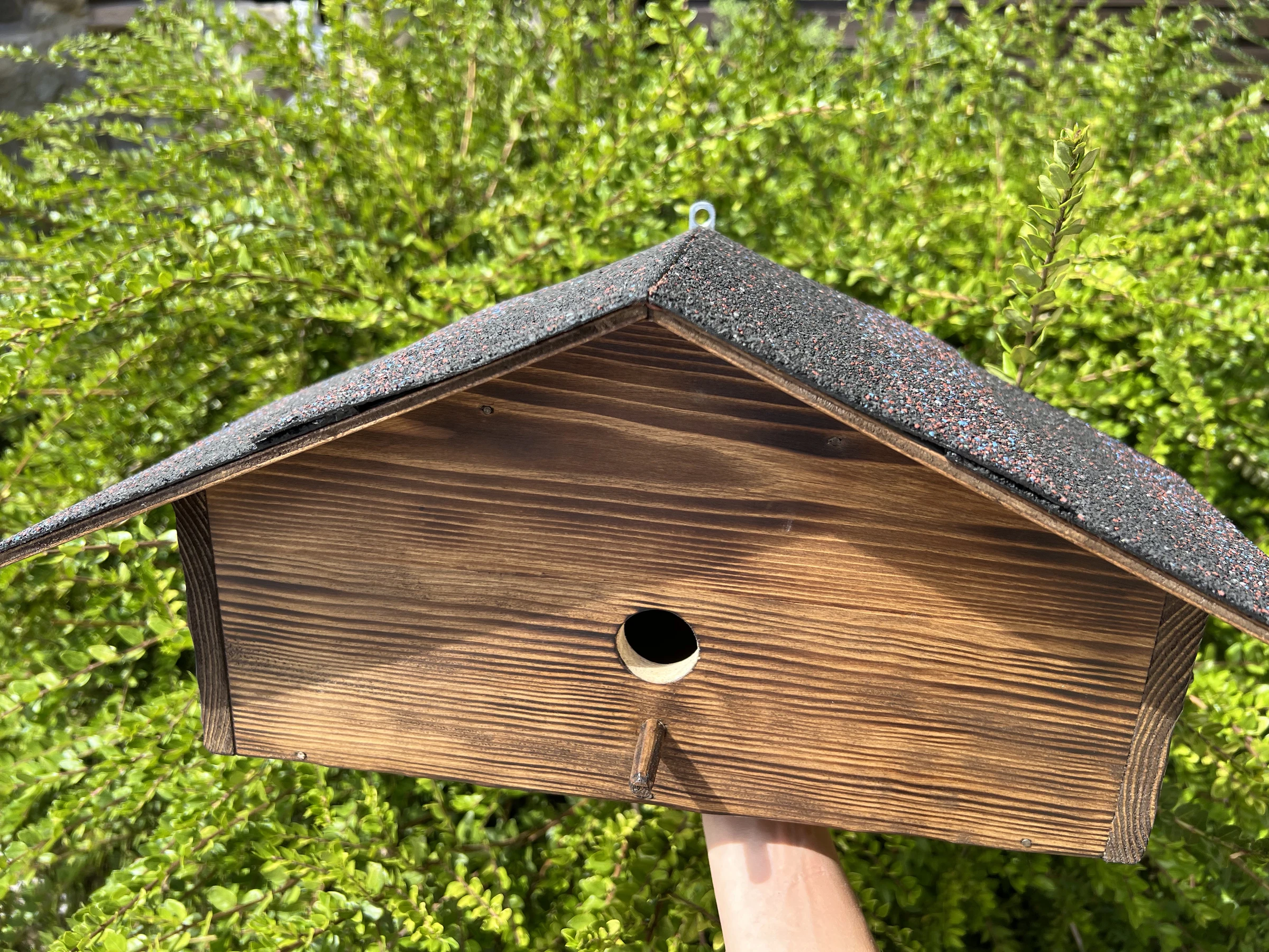 🪺 Nichoir oiseaux 3 compartiments fait main en bois avec toit bitumé